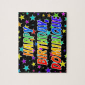 "DOMINIQUE" Vorname, Fun "HAPPY BIRTHDAY" Puzzle (Vertikal)