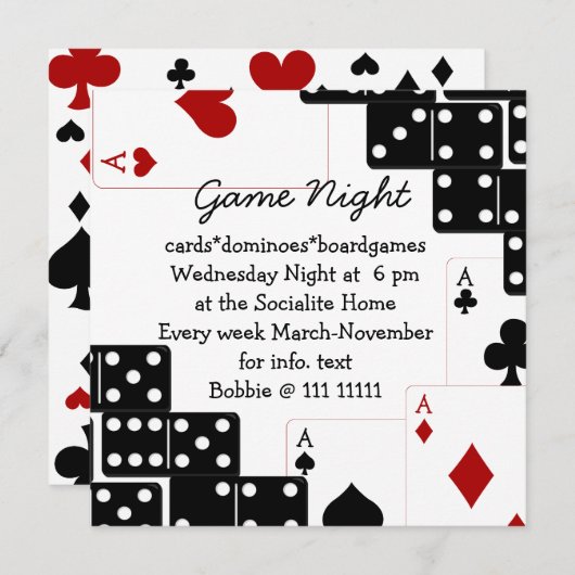 Domino Aces Einladung (Vorne/Hinten)