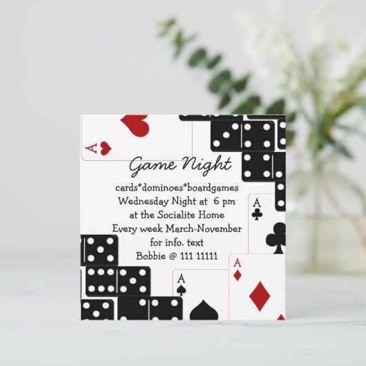 Domino Aces Einladung (Stehend Vorderseite)