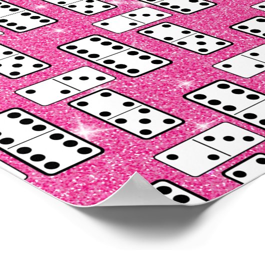 Domino Pieces Dominoi Board Game Pink Glitzer Poster (Ecke)