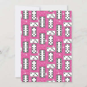 Domino Pieces Dominospiel Spiel Rosa Glitzer Dankeskarte