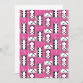 Domino Pieces Dominospiel Spiel Rosa Glitzer Einladung (Vorne/Hinten)