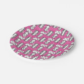 Domino Pieces Dominospiel Spiel Rosa Glitzer Pappteller (Schrägansicht)