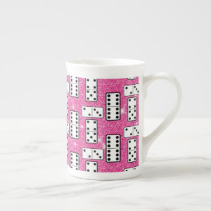 Domino-Steine Domino Brettspiel Rosa Glitter Porzellantasse