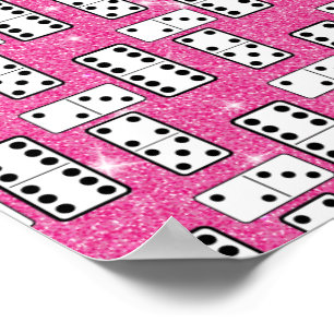 Domino-Steine Domino Brettspiel Rosa Glitter Poster