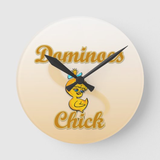 Dominoes Chick Runde Wanduhr (Vorderseite)