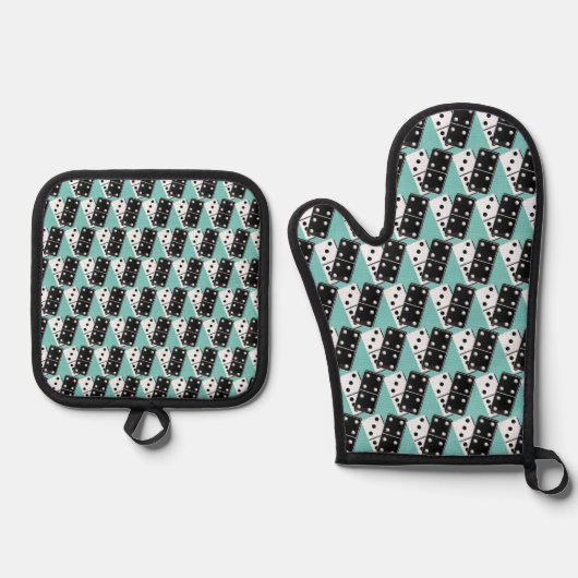 Dominoes Design Oven Mitt & Pot Holder Set (Vorderseite)