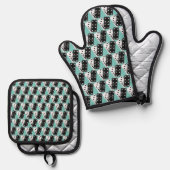 Dominoes Design Oven Mitt & Pot Holder Set (Vorderseite/Rückseite)
