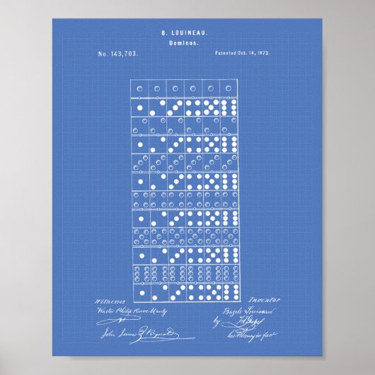 Dominos 1873 Patent Art Blueprint Poster (Vorne)