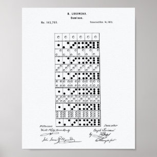 Dominos 1873 Patent Art Weißpapier Poster