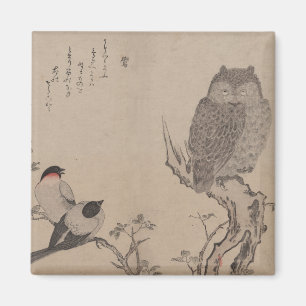Dompfaff und Ohreule - Kitagawa Utamaro Magnet