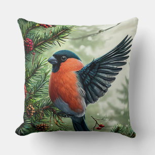 Dompfaff Winter-Wildlife-Geschenk inspirierte Heim Kissen