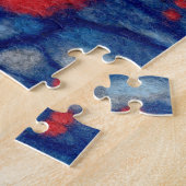 Dompfaffen, rote Vögel, blaue Wald Bäume, Faserkun Puzzle (Seite)