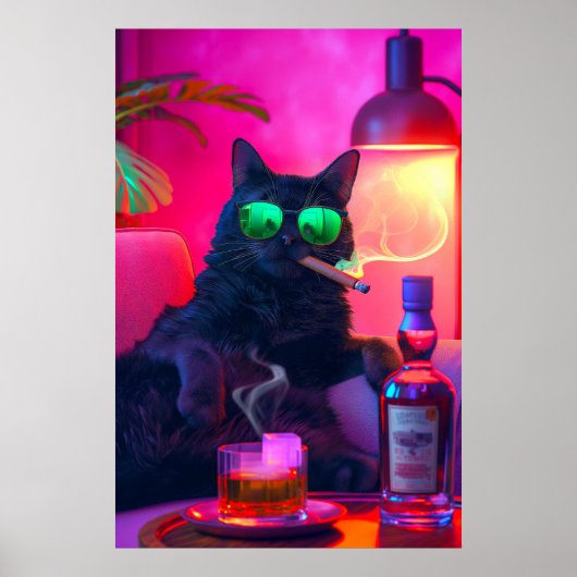 Don Gatto's Nightcap | Extravaganter Cat Drink Whi Poster (Vorne)
