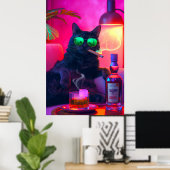Don Gatto's Nightcap | Extravaganter Cat Drink Whi Poster (Heimbüro)