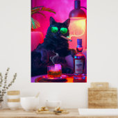 Don Gatto's Nightcap | Extravaganter Cat Drink Whi Poster (Küche)