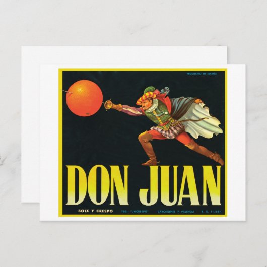 Don Juan Vintag Crate Label Postkarte (Vorne/Hinten)