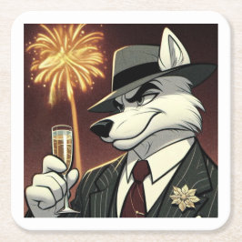 Don Lupo Canino "Neujahr" Rechteckiger Pappuntersetzer