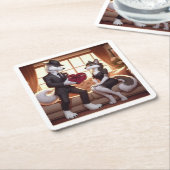 Don Lupo Canino "Valentines" Rechteckiger Pappuntersetzer (angewinkelt)