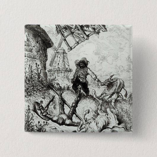 Don Quichote und die Windmühlen Button (Vorderseite)