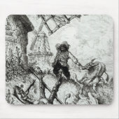 Don Quichote und die Windmühlen Mousepad (Vorne)