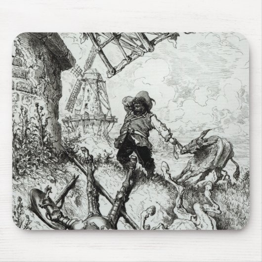 Don Quichote und die Windmühlen Mousepad (Vorne)