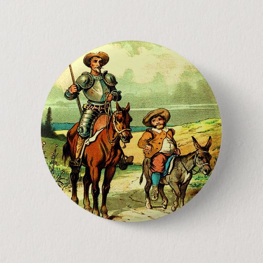 Don Quichote und Sancho Panza Button (Vorderseite)