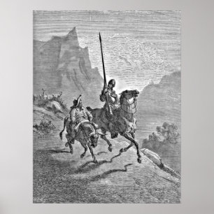 Don Quichote und Sancho Panza Illustration Poster