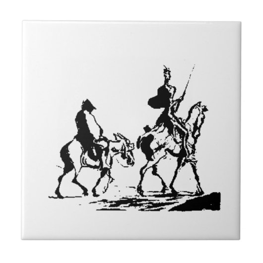 Don Quichote und Sancho Panza Kunst Fliese (Vorderseite)