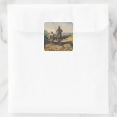 Don Quichote und Sancho Quadratischer Aufkleber (Tasche)