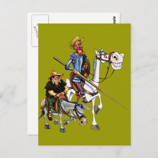 DON QUIJOTE, SANCHO, ROCINANTE y RUCIO - Cervantes Postkarte (Vorne/Hinten)