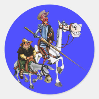DON QUIJOTE, SANCHO, ROCINANTE y RUCIO - Cervantes Runder Aufkleber