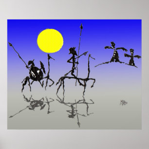 Don quijote y Sanchopanza (Digital-Farbe) Poster