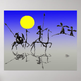 Don quijote y Sanchopanza (Digitale Farbe) Poster