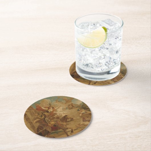 Don Quixote Guided by Folly, 18th century tapestry Runder Pappuntersetzer (Vor Ort)