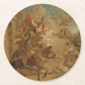 Don Quixote Guided by Folly, 18th century tapestry Runder Pappuntersetzer (Vorderseite)