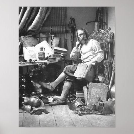 Don Quixote in seiner Studie Poster (Vorne)