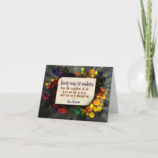 Don Quixote Inspiration Zitat "Wahnsinn" Dankeskarte (Vorderseite)