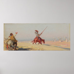 Don Quixote Kampf der Windmühlen Poster
