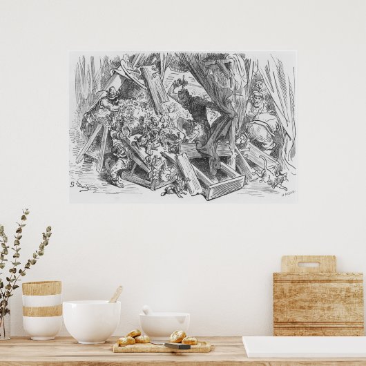 Don Quixote kämpft gegen die Marionetten Poster (Küche)