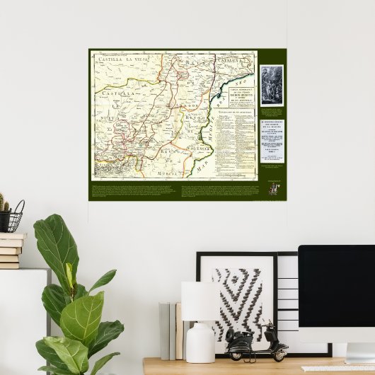 Don Quixote Route Karte - Cervantes Poster (Heimbüro)