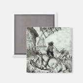 Don Quixote und die Windmühlen Magnet (Vorderseite/Rückseite)