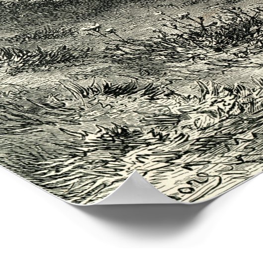 Don Quixote und die Windmühlen Poster (Ecke)