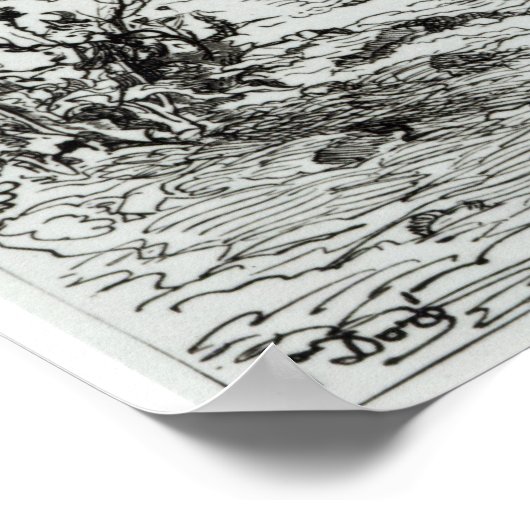 Don Quixote und die Windmühlen Poster (Ecke)