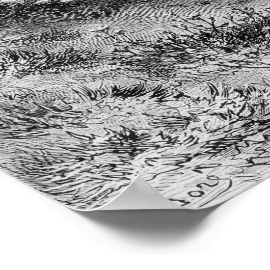 Don Quixote und die Windmühlen Poster (Ecke)