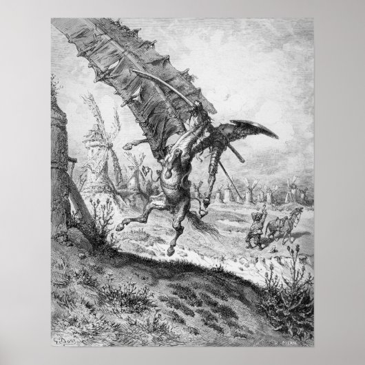 Don Quixote und die Windmühlen Poster (Vorne)