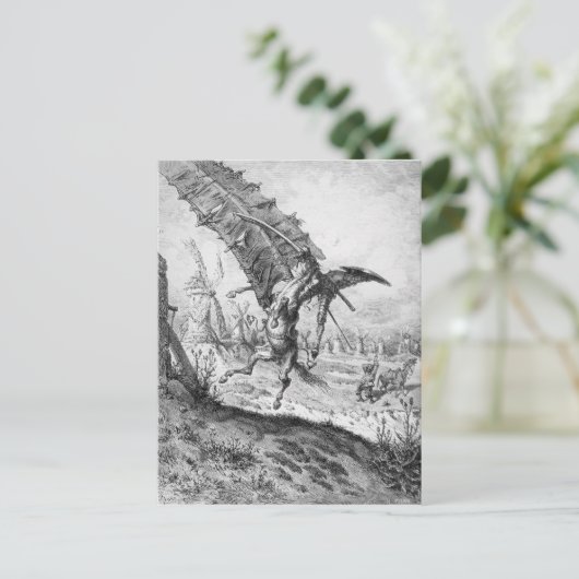 Don Quixote und die Windmühlen Postkarte (Stehend Vorderseite)