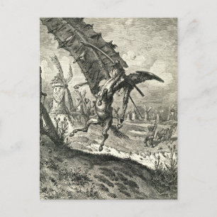 Don Quixote und die Windmühlen Postkarte