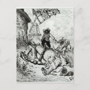Don Quixote und die Windmühlen Postkarte