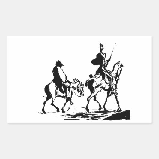 Don Quixote und Sancho Panza art Rechteckiger Aufkleber (Vorderseite)